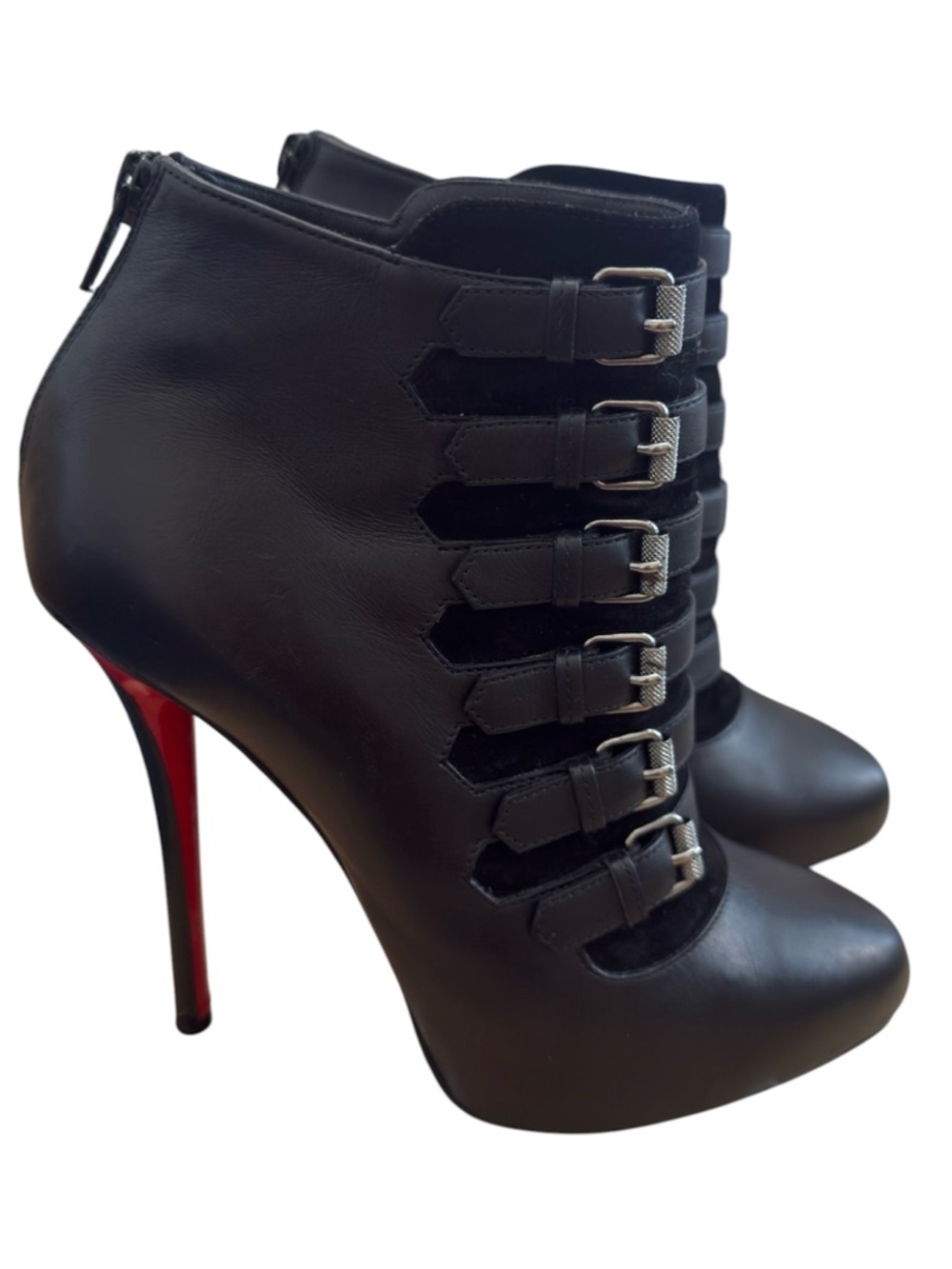 CHRISTIAN LOUBOUTIN- CALFSKIN VEAU VELOURS ATTROUPA 120 BOOTIES - Picture 2 of 12